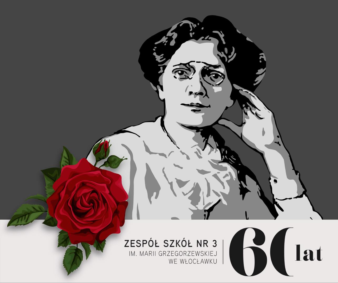 Portret Marii Grzegorzewskiej z motywami sześćdziesięciolecia ZS3