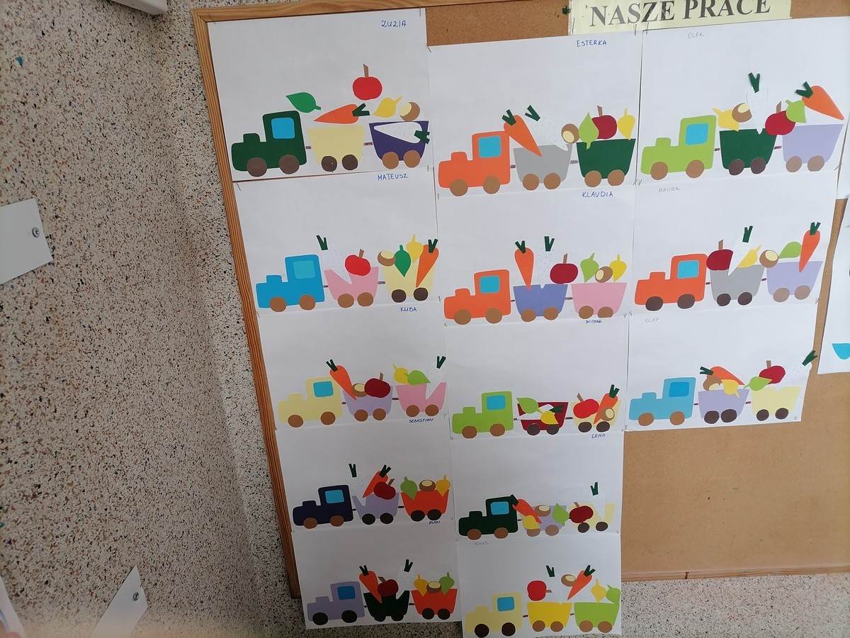 Prace przedszkolaków - ilustracja wiersza Jesienny pociąg